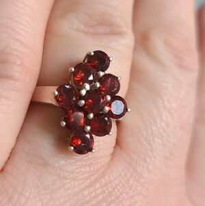 Cluster Garnet Ring in Sterling Silver